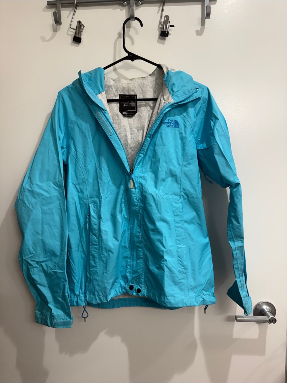 The North Face Women's Aqua Blue Hooded Rain Jacket